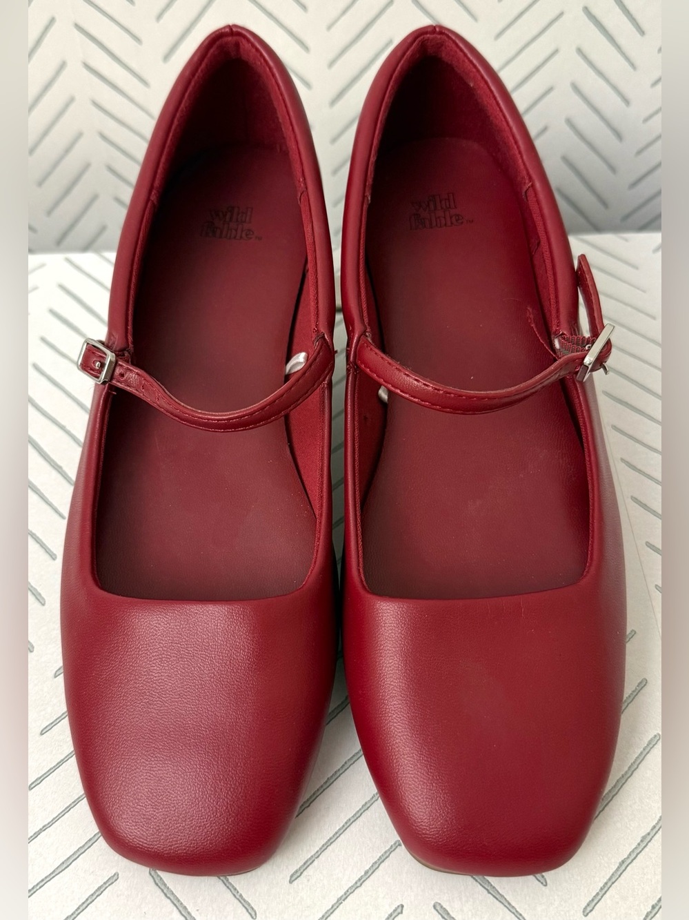 Women’s Wild Fable Elsa Mary Jane Square Toe Flats Red *Madewell Inspo 6.5